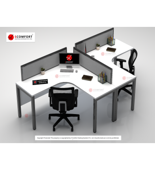 Scomfort WRT-10 2-Seater Workstation, 35MM Board, Wooden Base